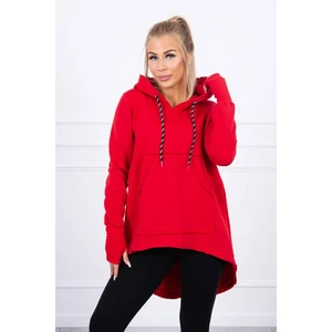 Insulated sweatshirt with longer back and hood red