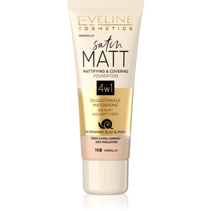 Eveline Cosmetics Satin Matt zmatňujúci make-up s extraktom zo slimáka odtieň 102 Vanilla 30 ml