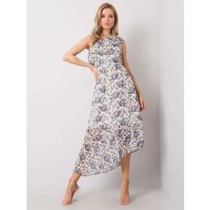 RUE PARIS Patterned dress with an asymmetrical neckline