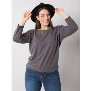 Dark gray melange cotton blouse of larger size