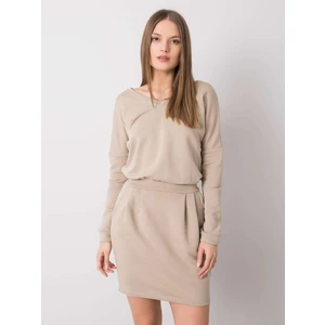 RUE PARIS Beige sweatshirt dress