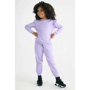 zepkids Girl's Shoulder Ruffle Detailed Two-piece Suit