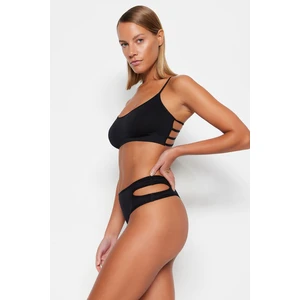 Trendyol Black Seamless/Seamless Window/Cut Out Detail Thong Knitted Panties