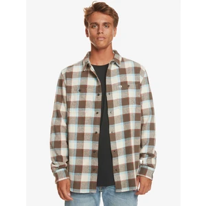 Men's Brown-Cream Plaid Shirt Quiksilver Balvraid - Men's