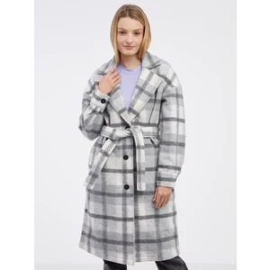 Light gray ladies checkered coat Noisy May Jonas - Ladies