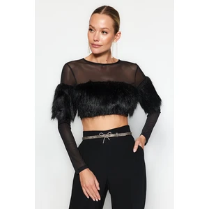 Trendyol Black Feather Detailed Blouse