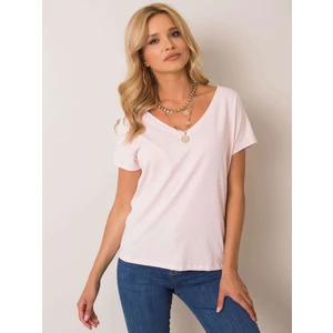 Light pink cotton V-neck T-shirt