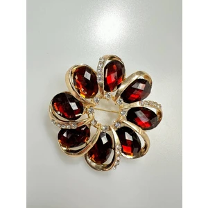 Brooch XZ459-222 Gold + Brown