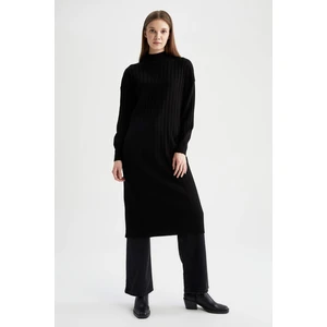 DEFACTO Regular Fit Half Turtleneck Long Sleeve Trico Dress