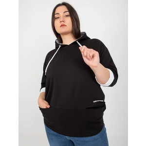 Black plus size sweatshirt with pockets