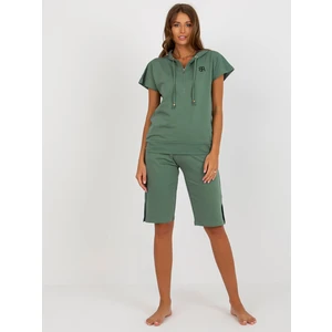 Khaki Short Sleeved Cotton Pajamas