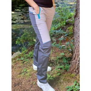 Women's SUMMER softshell pants - gray-gray with turquoise accessories