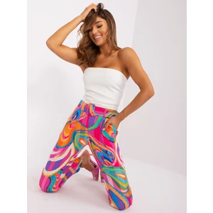 Women's Pink Patterned Fabric Trousers