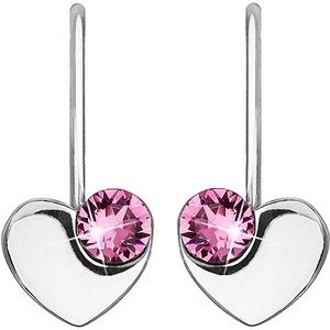 Evolution Group Strieborné srdiečkové náušnice s kryštálmi Swarovski 31299.3 Rose