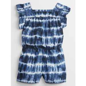 Modrý holčičí dětský overal tie-dye ruffle romper