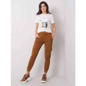 RUE PARIS Brown women's sweatpants