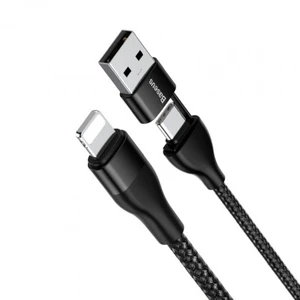 Baseus 2v1 kábel s duálnym výstupom USB-A+USB-C/Lightning 18W 1m