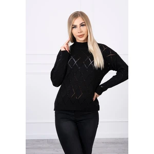 Sweater high neck  with diamond pattern black