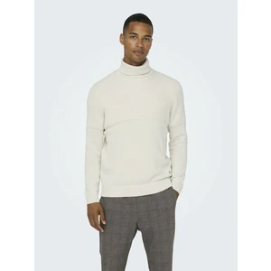 Men's Cream Ribbed Turtleneck ONLY & SONS Al - Men