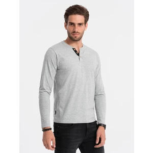 Ombre HENLEY men's neckline longsleeve - grey melange