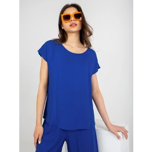 SUBLEVEL cobalt blue viscose casual blouse