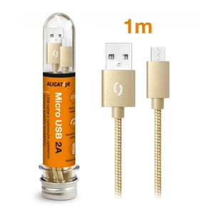 Datový kabel ALIGATOR TUBA 2A, Micro USB, zlatá