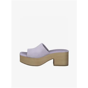 Light Purple Tamaris Leather Heel Slippers - Women