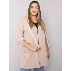 Plus size light beige sweatshirt with Zurich zip