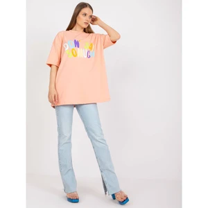 Oversized apricot t-shirt with a print