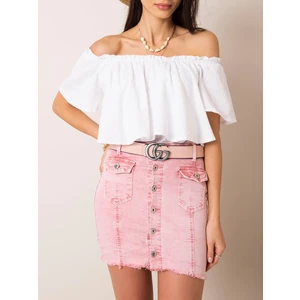 Pink denim skirt