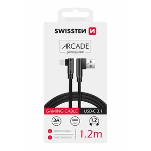 Dátový kábel Swissten USB/USB-C textilný s podporou rýchlonabíjania, čierny