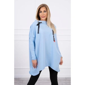 Oversize sweatshirt with asymmetrical sides azure