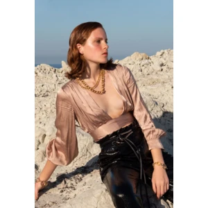 BSL Dark beige satin blouse