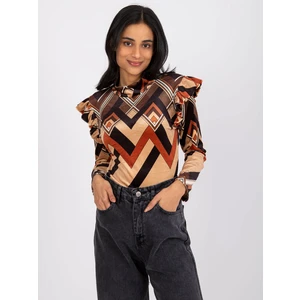 Brown and beige velor blouse with Annabel prints