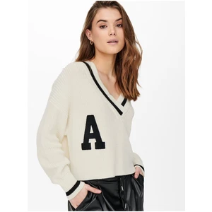 Cream patterned sweater ONLY Coleen - Women