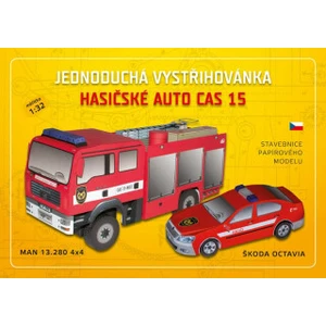 Jednoduchá vystřihovánka hasičské auto -- CAS 15 [Papírenské zboží]