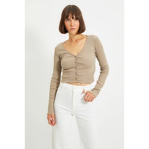 Trendyol Beige Buttoned Knitted Blouse