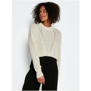 Cream Ribbed Cropped Sweater Noisy May Celt - Women