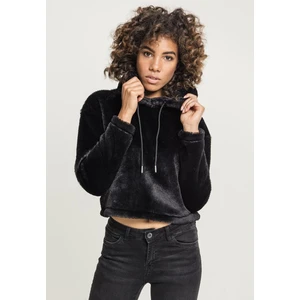 Ladies Oversize Short Teddy Hoody black