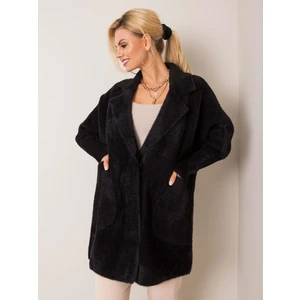 Black fluffy alpaca coat