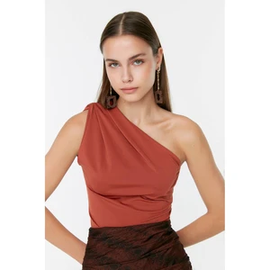 Trendyol Cinnamon Asymmetrical Collar Knitted Body