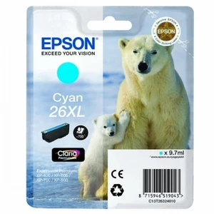 Epson T26324022, T263240, 26XL azúrová (cyan) originálna cartridge