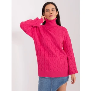 Women's fuchsia turtleneck with cuffs