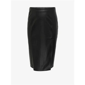 Women's black faux leather pencil skirt ONLY CARMAKOMA Mia - Women