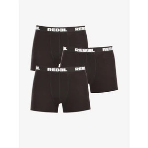 3PACK Men's Boxer Shorts Nedeto Rebel Black