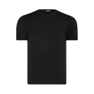 T8569 DEWBERRY BIKE COLLAR MEN'S T-SHIRT-PLAIN BLACK