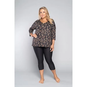 Pinnia women's pyjamas, 3/4 sleeve, 3/4 leg - print/graphite