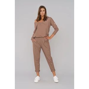 Women's tracksuit Karina with long sleeves, long pants - camel