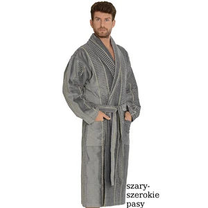 Men's bathrobe De Lafense 803 M-2XL grey - wide belts 090