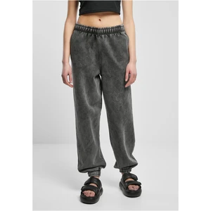 Women's High Waist Stone Washed Sweat Pants Pants Black